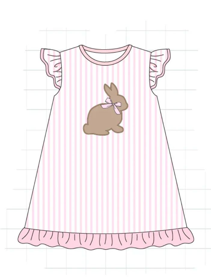 Pink Striped Easter Bunny Dress