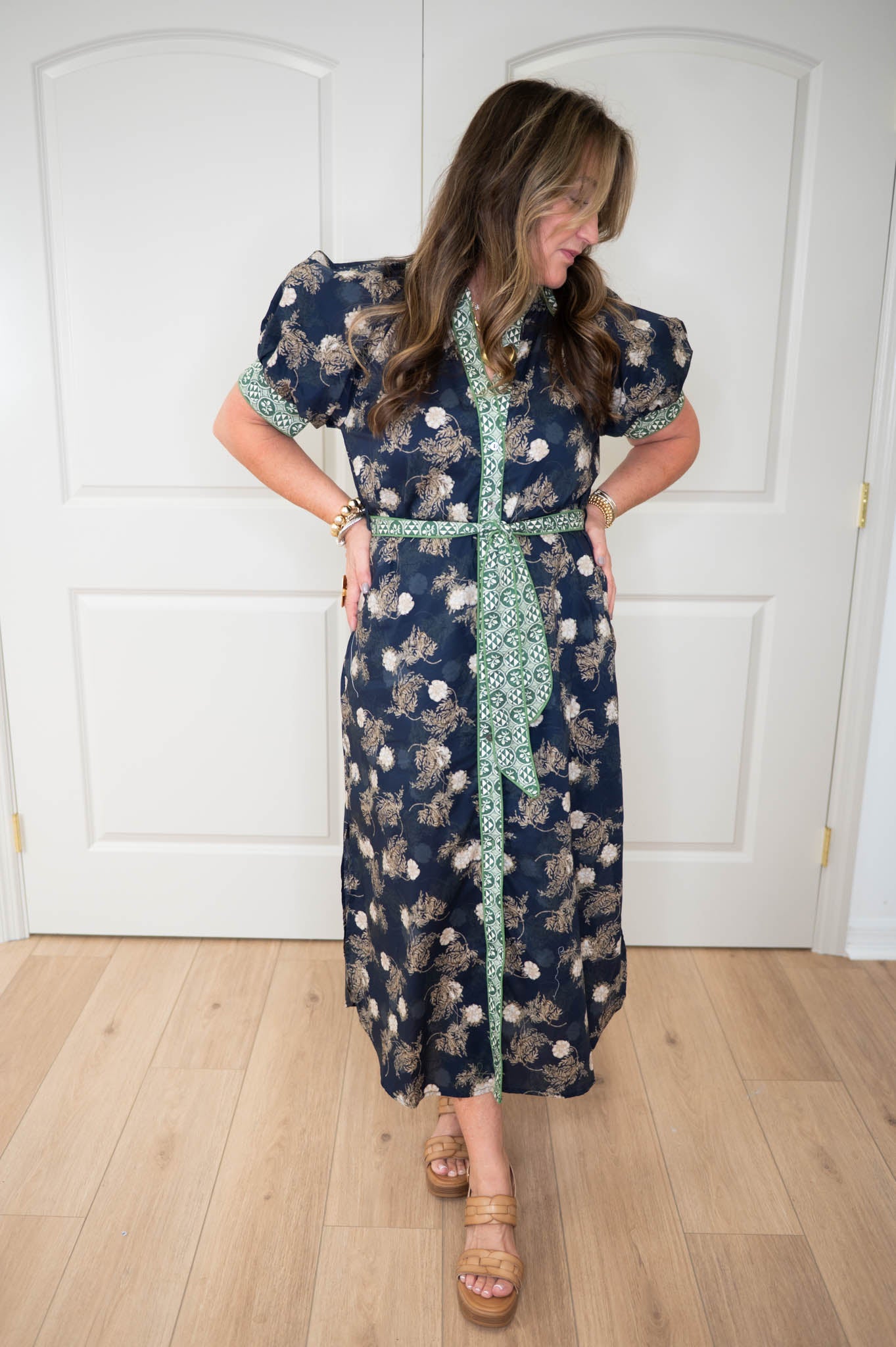 Midnight Florals Navy Midi Dress