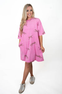 Cheetah Pink Washed/Oversized Dress
