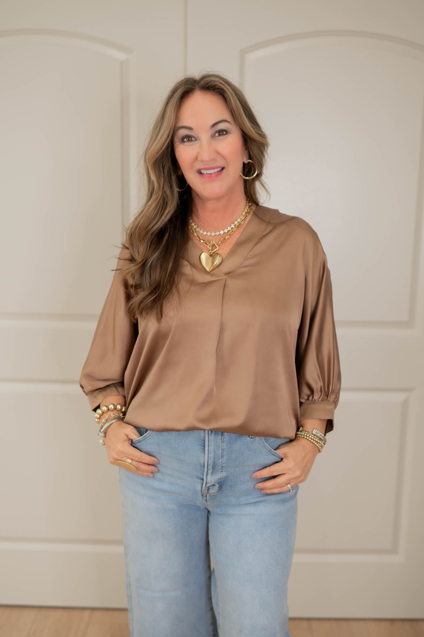 Mocha Elegance Satin Top