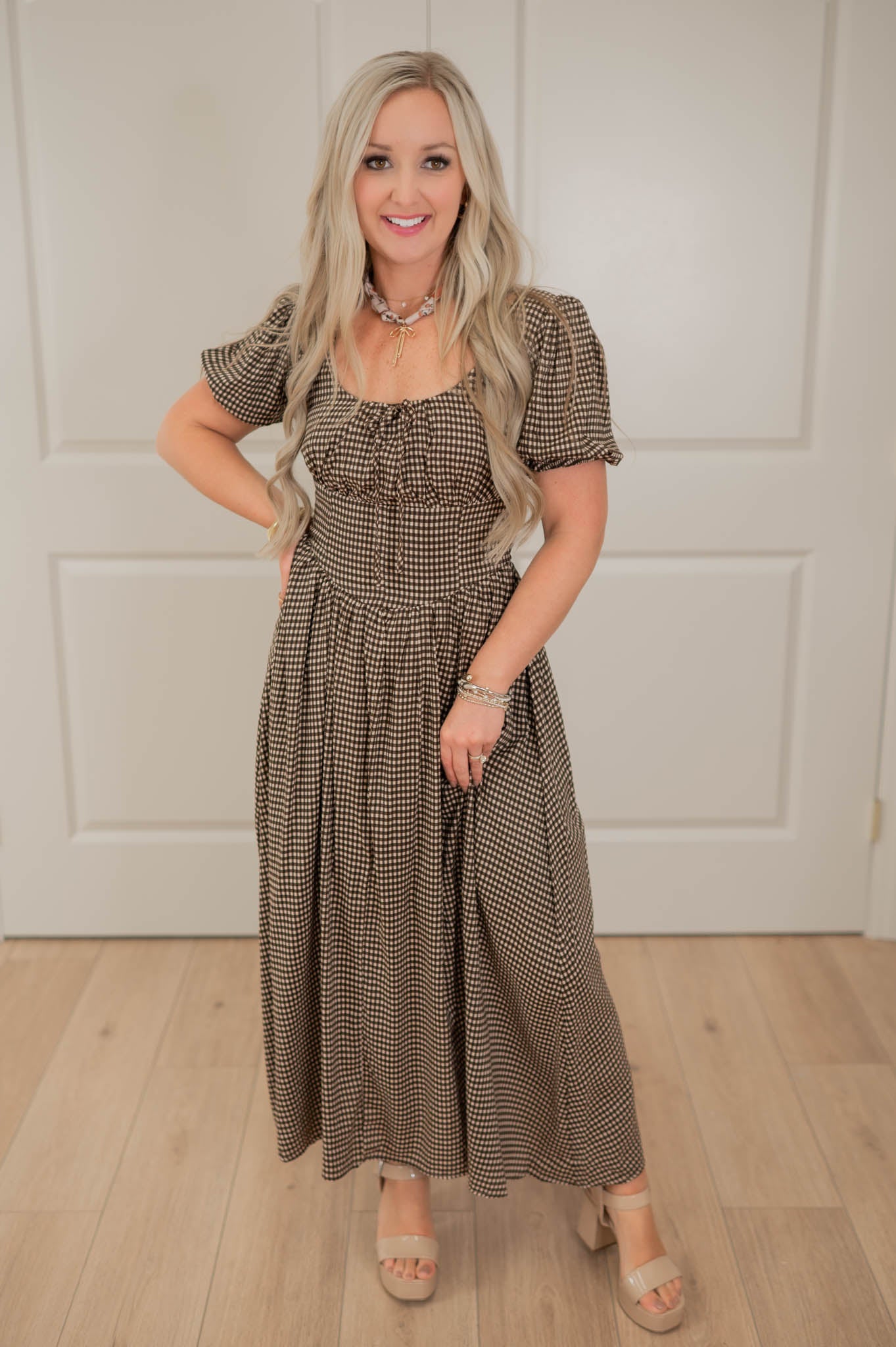 Chocolate Check Midi Dress