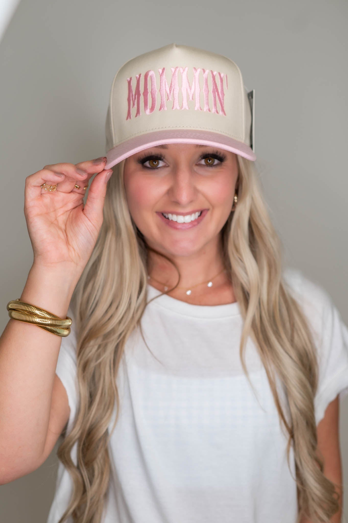MOMMIN' Pink Embroidered Hat