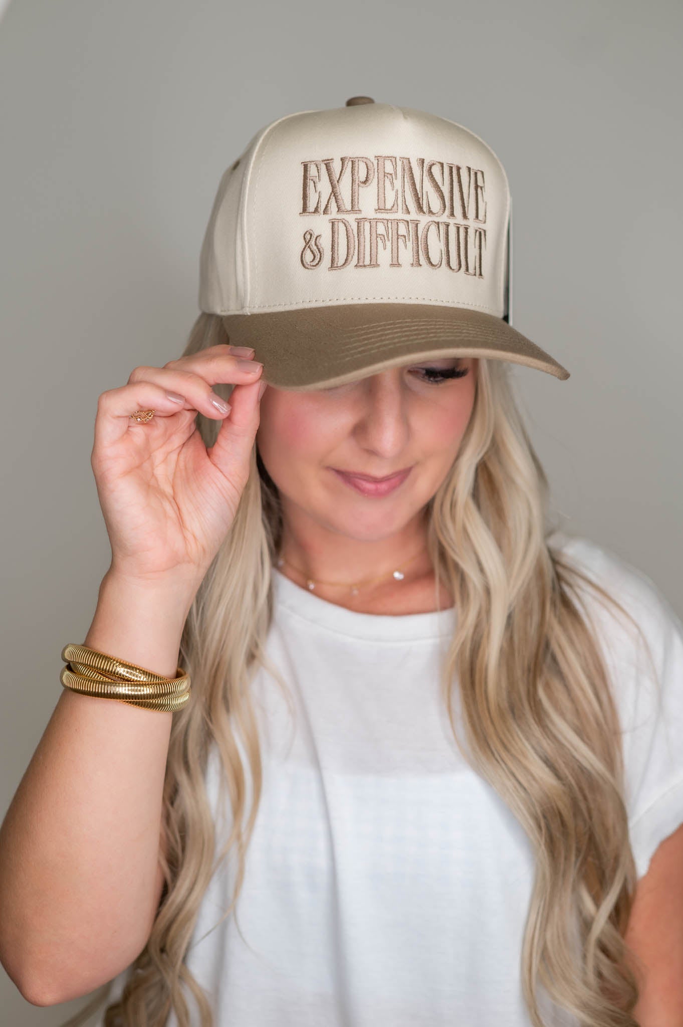 Expensive & Difficult Beige Embroidered Hat