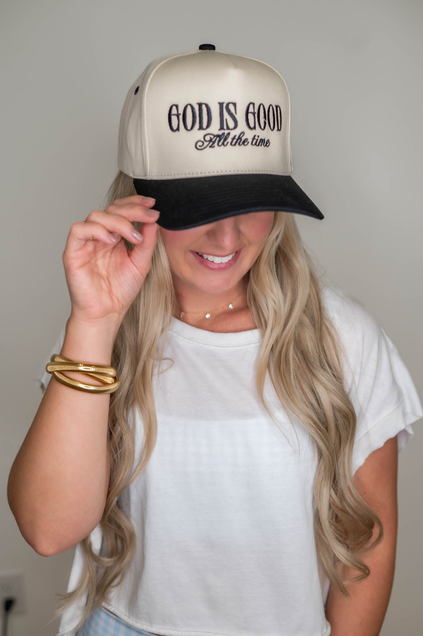 God Is Good All The Time Black Embroidered Hat