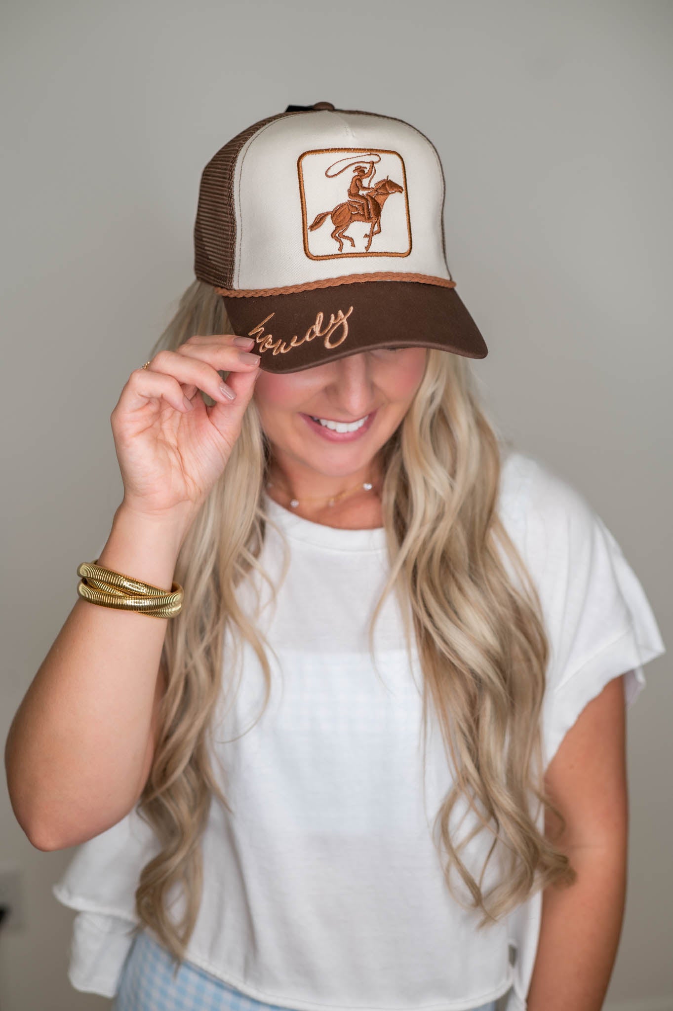 Cowboy Howdy Embroidered Brown Hat