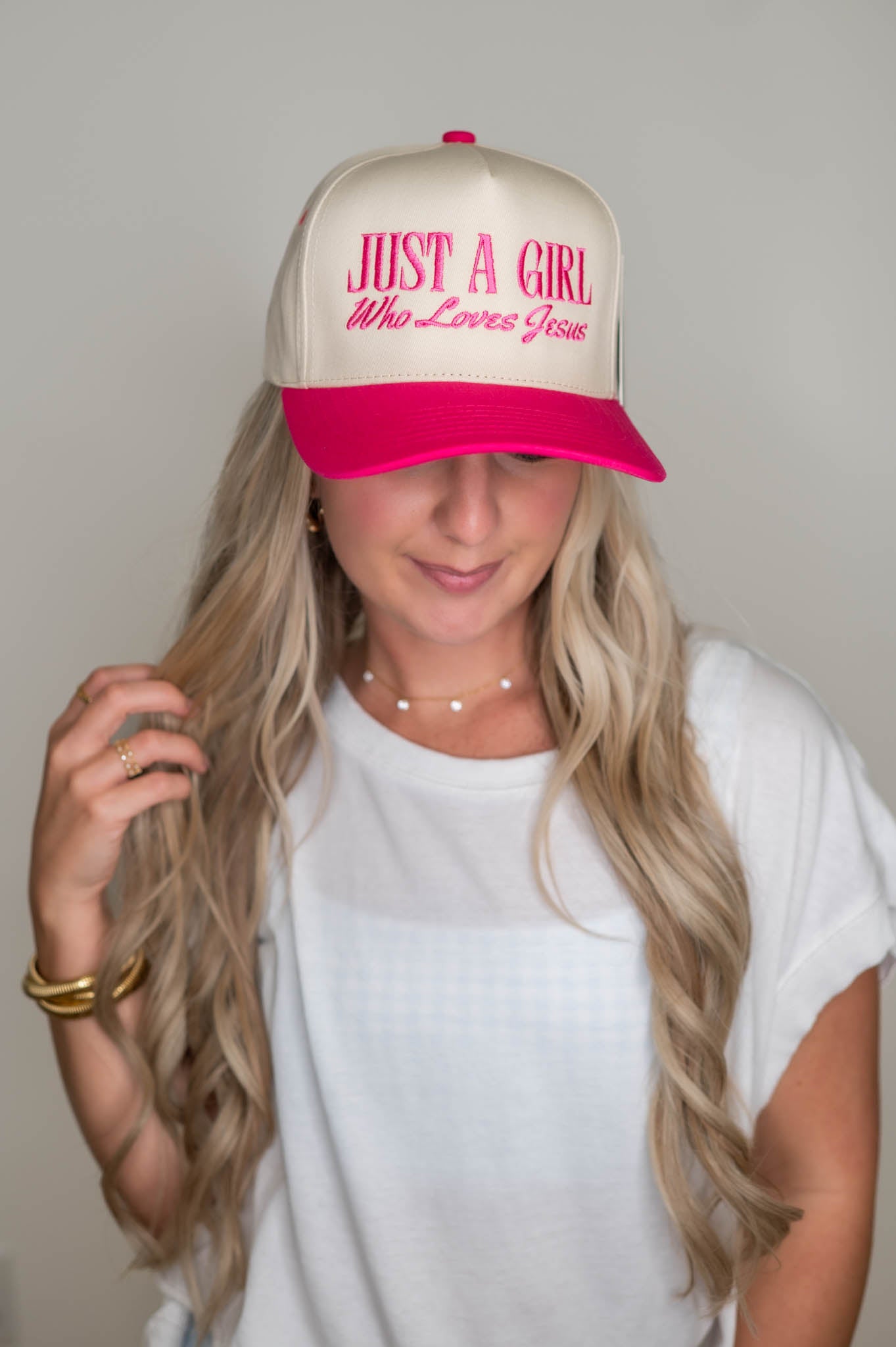 Just A Girl Who Loves Jesus Hot Pink Hat