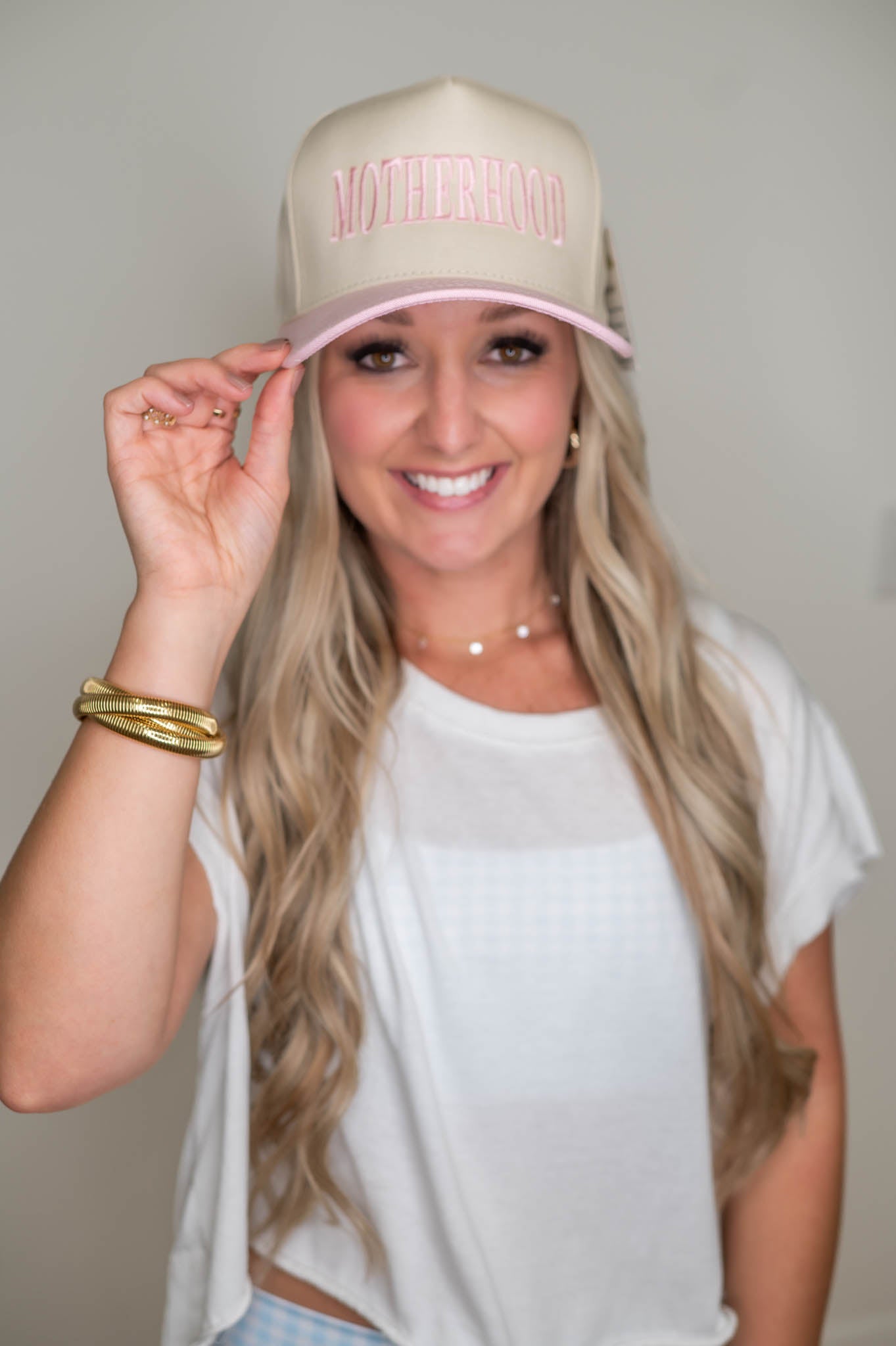 Pink Motherhood Two Tone Embroidered Hat