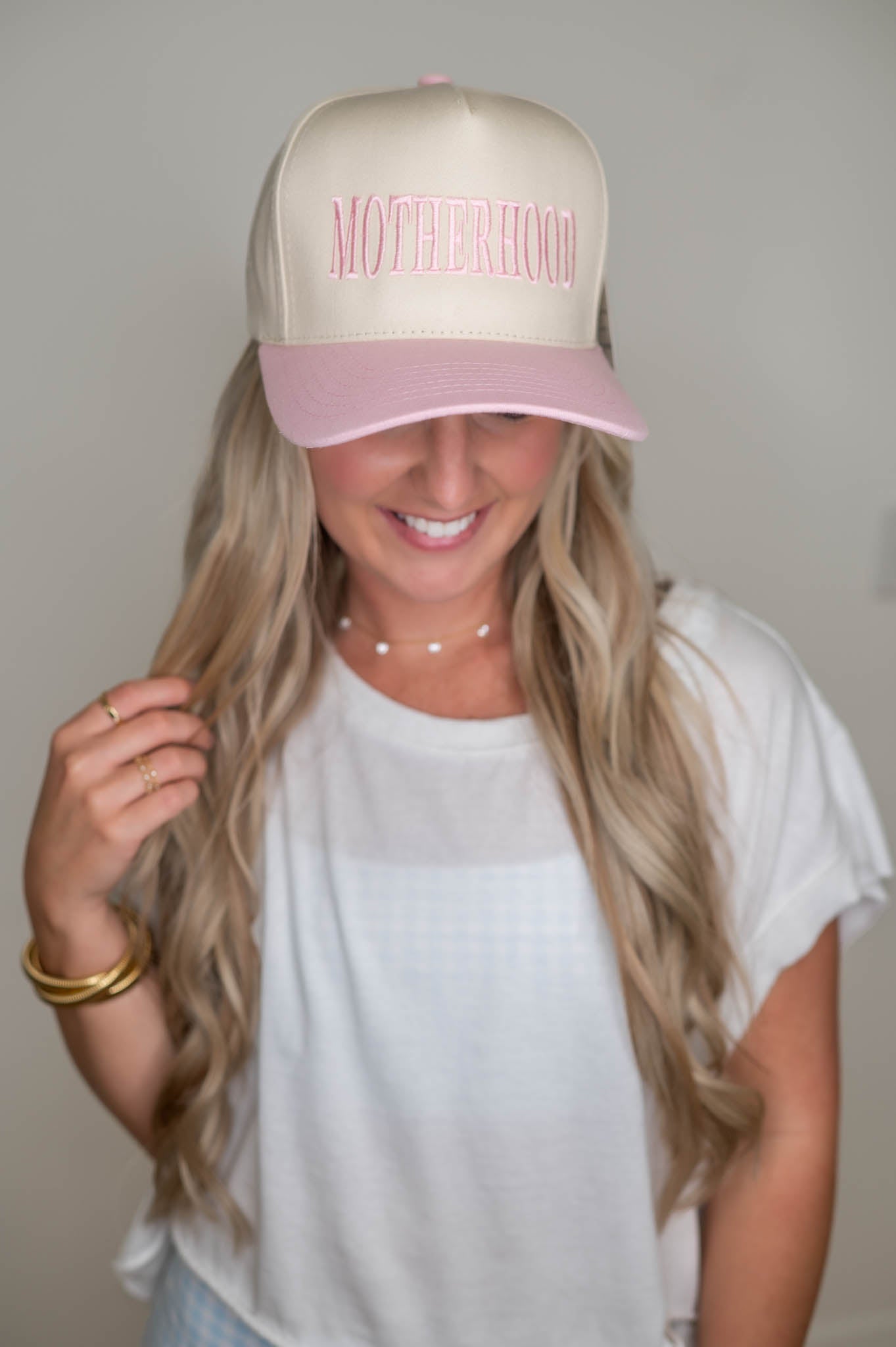 Pink Motherhood Two Tone Embroidered Hat