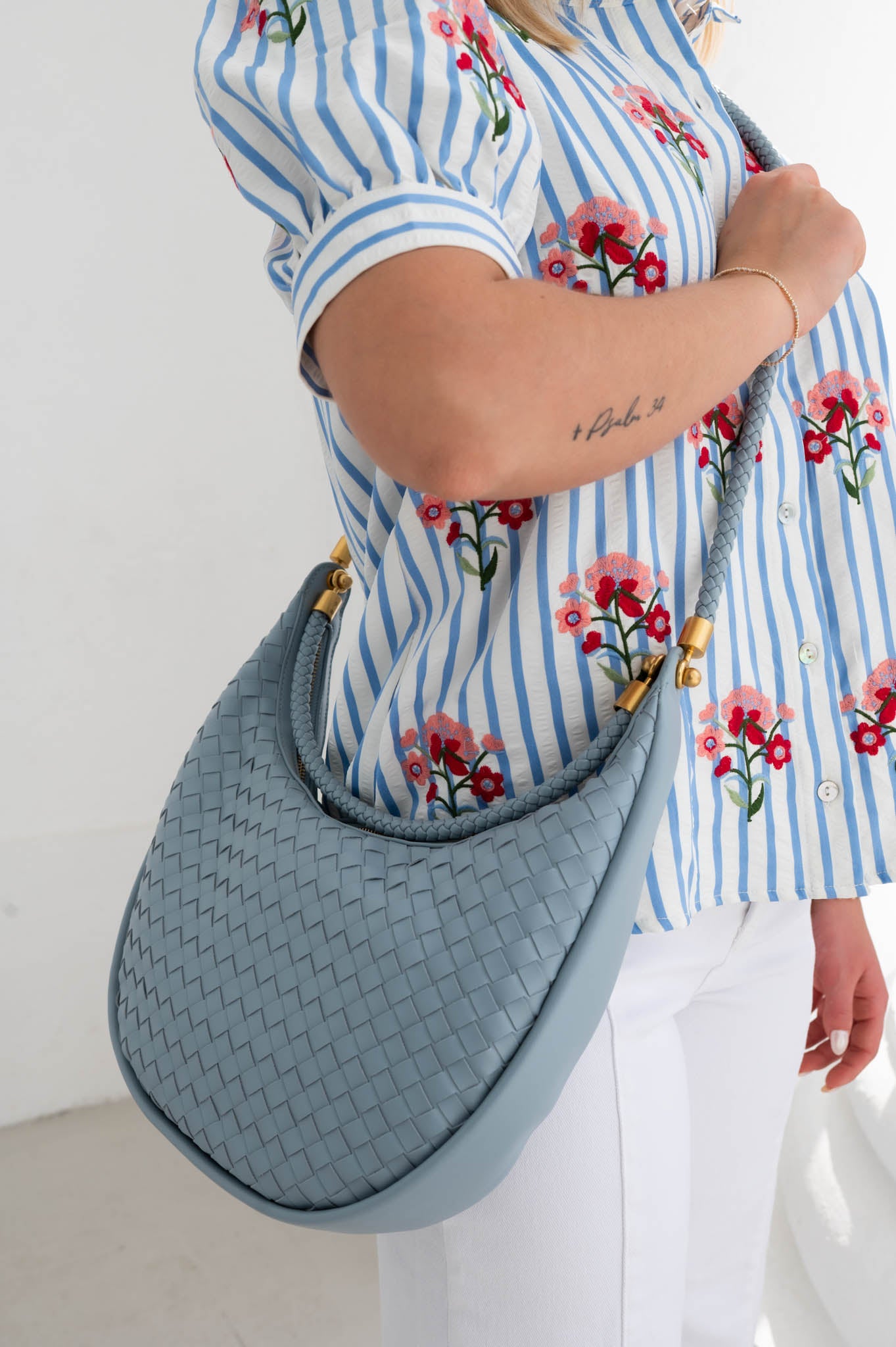 Blue Luxe Woven Boho Bag