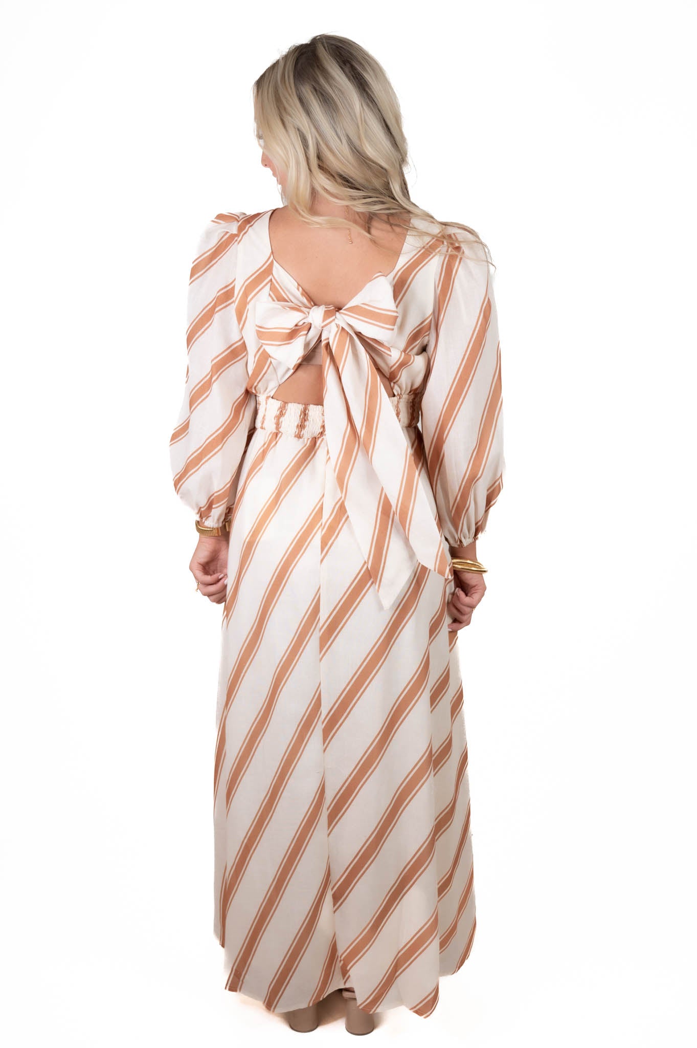 Sweet Applause White/Taupe Maxi Dress