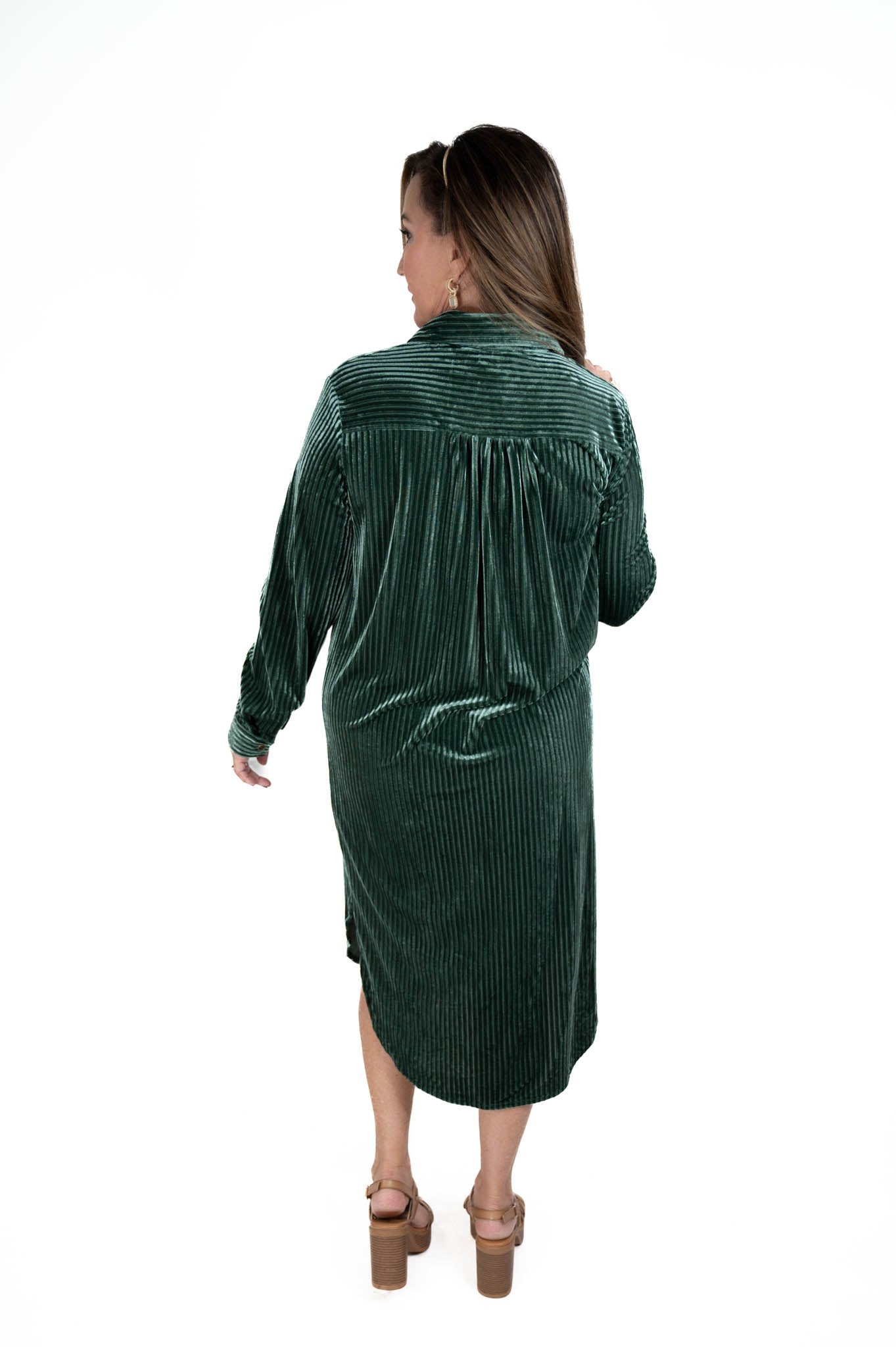 Hunter Green Velvet Midi Dress