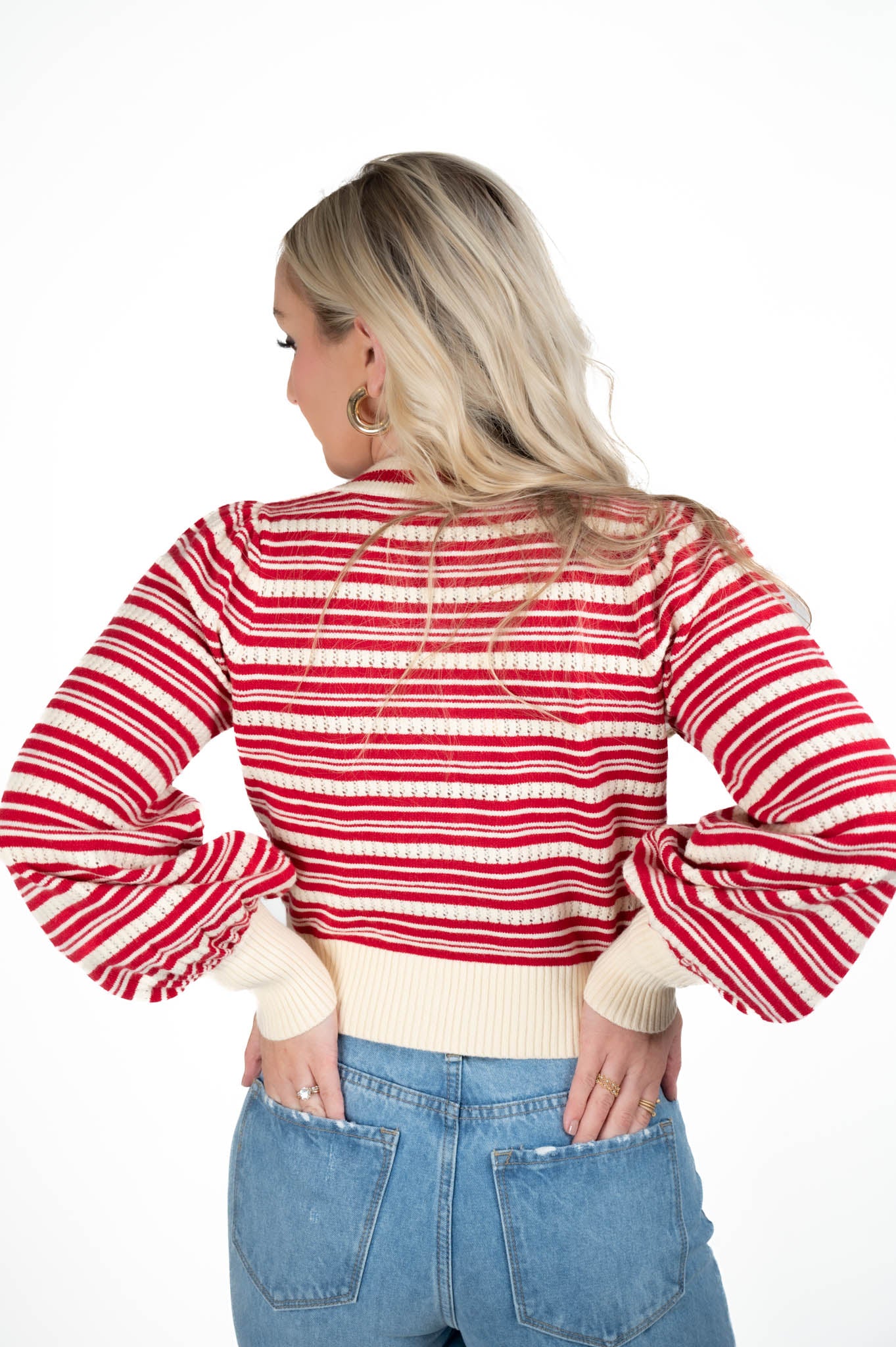 Red/White Striped Bow Sweater