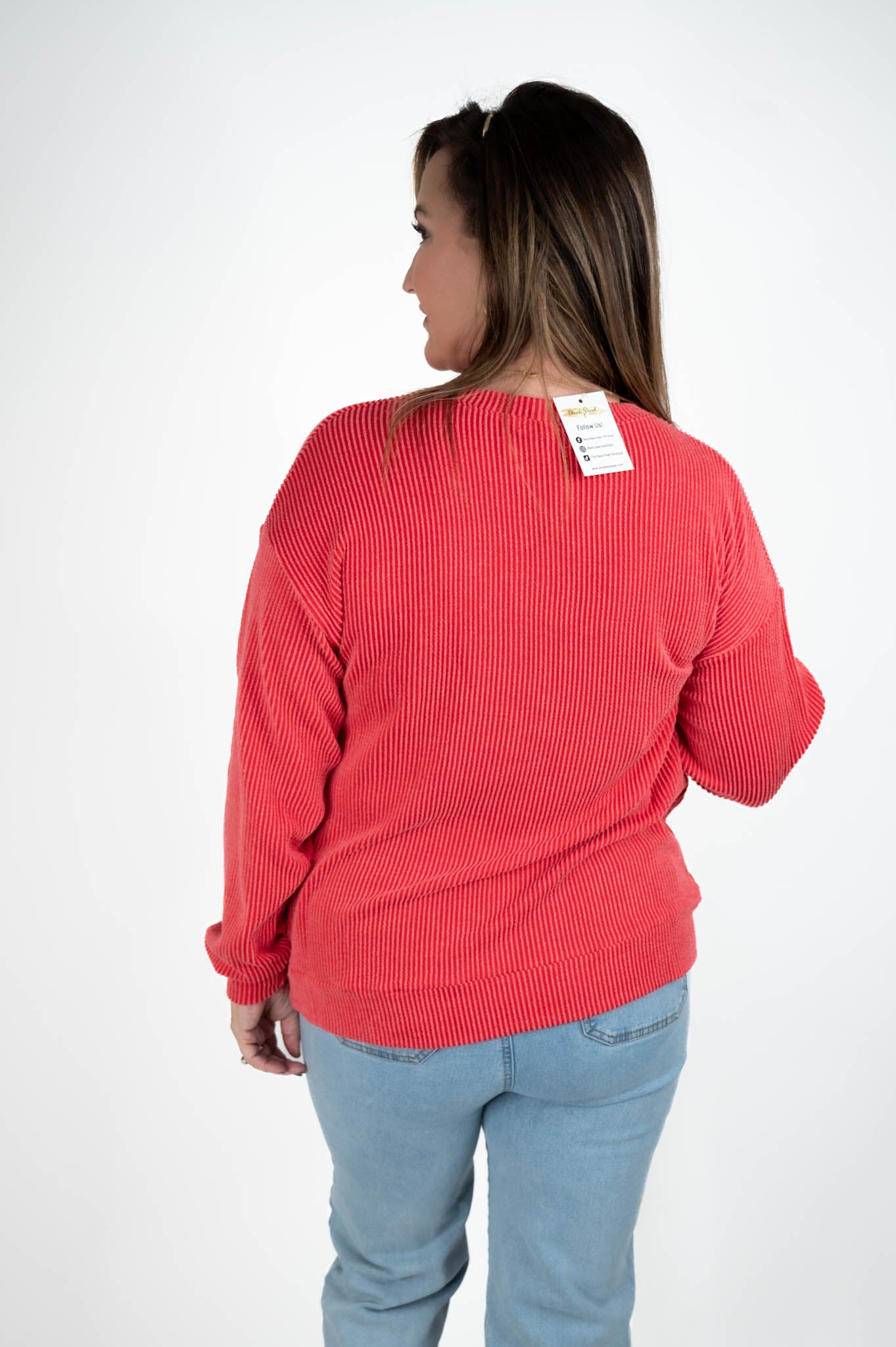 Red Merry Ribbed Top