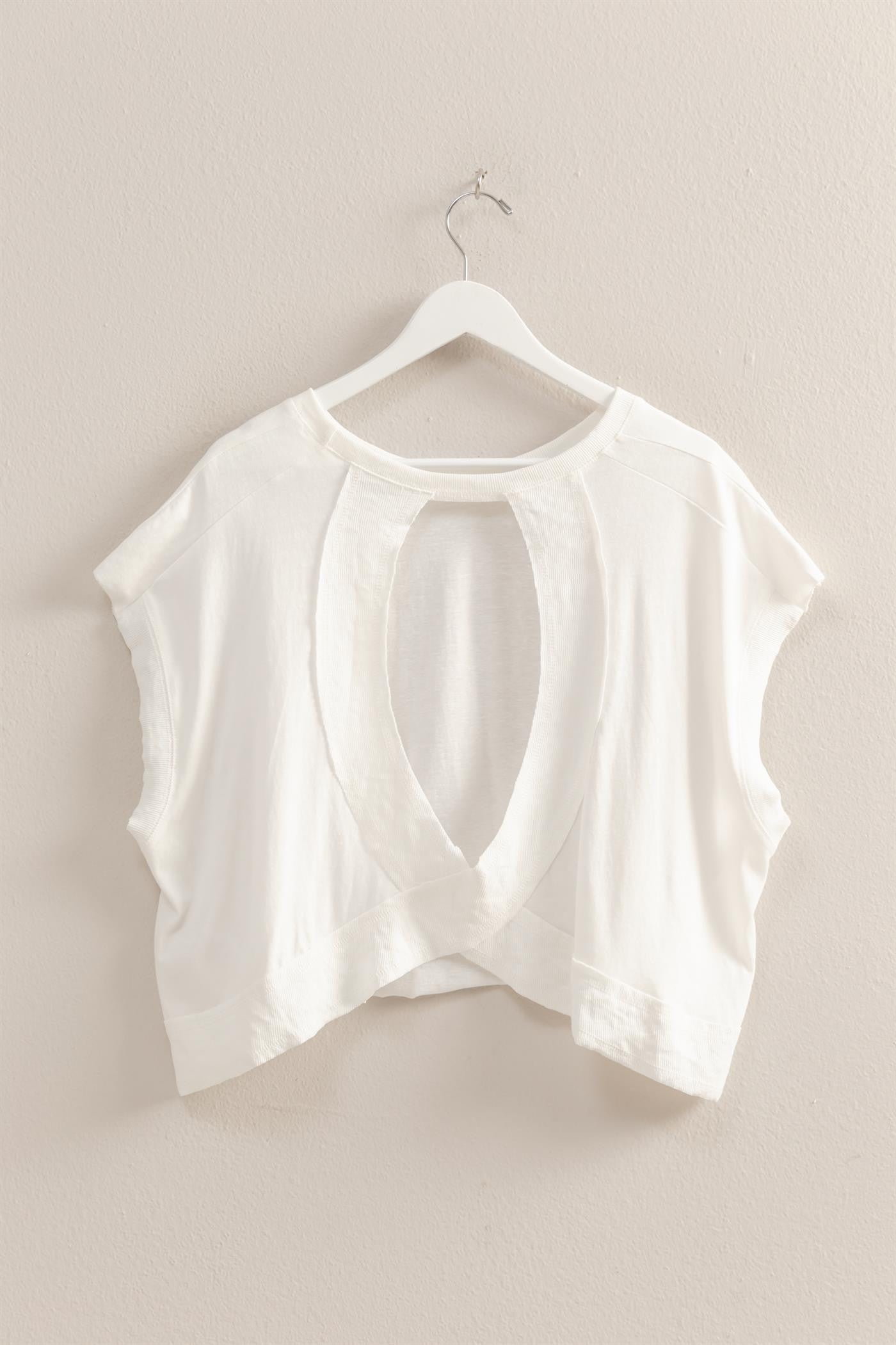 White Simple Open Back Tee