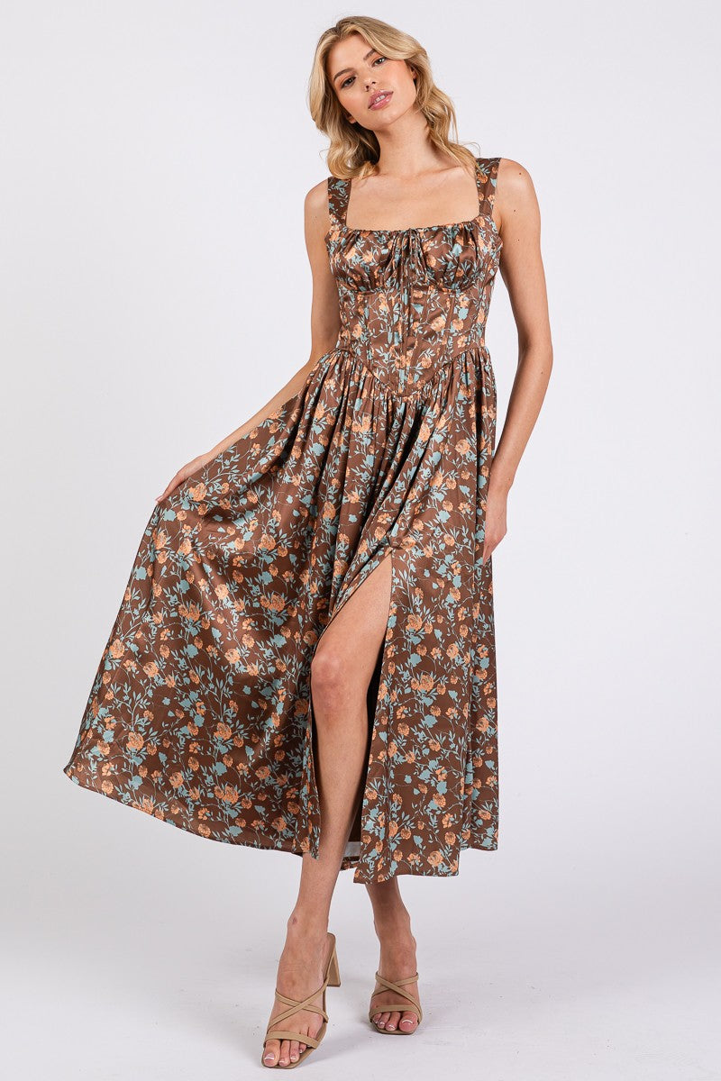 Mocha Bloom Midi Dress