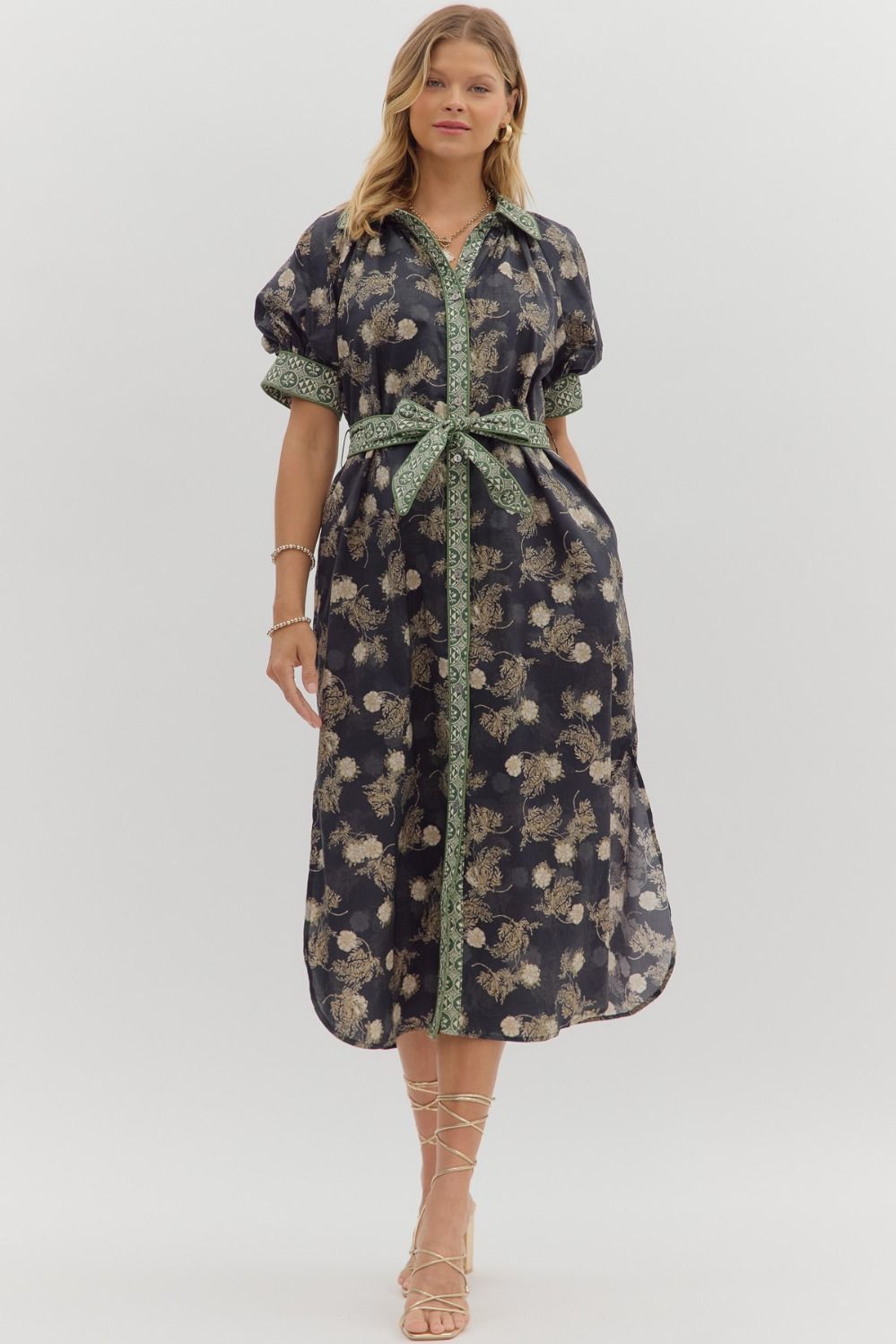 Midnight Florals Navy Midi Dress