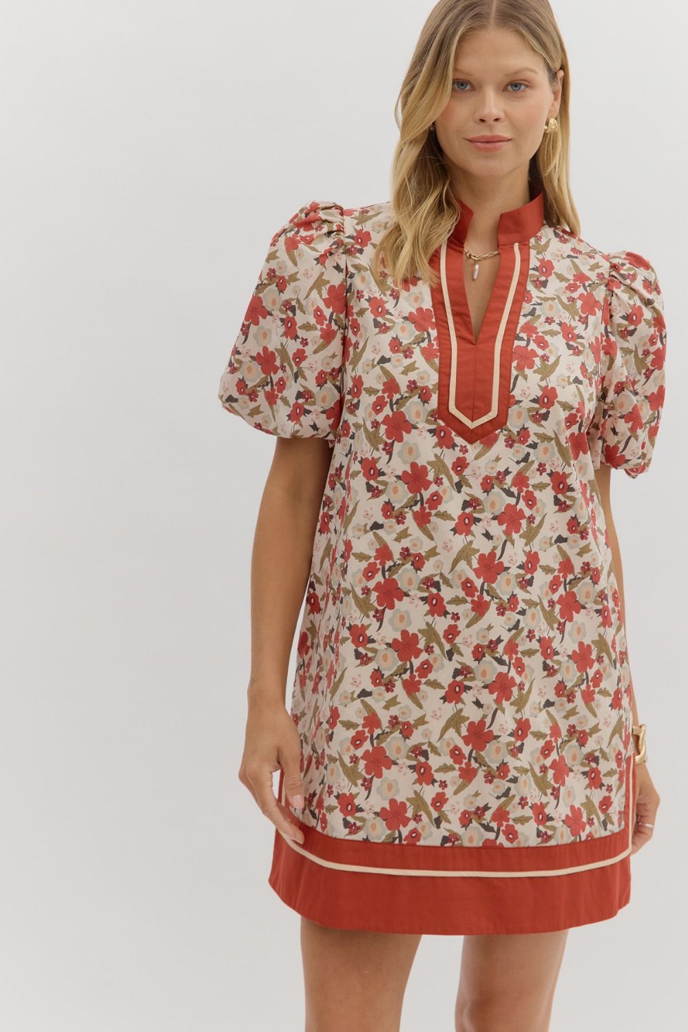 Autumn Bloom Puff Sleeve Dress