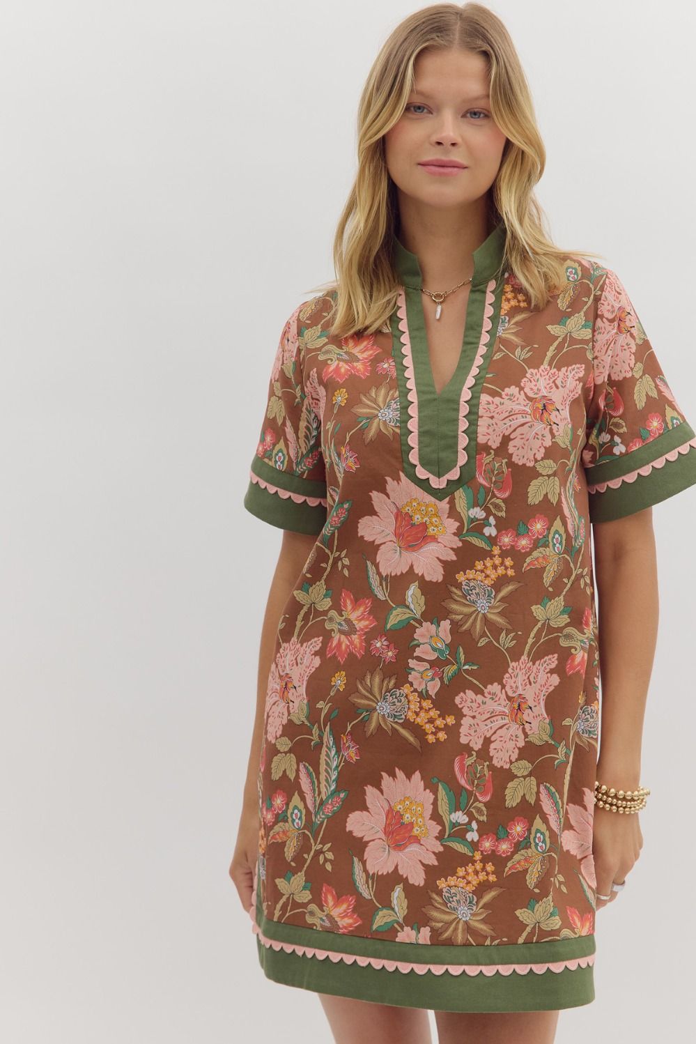 Flourish In Florals Brown Dress