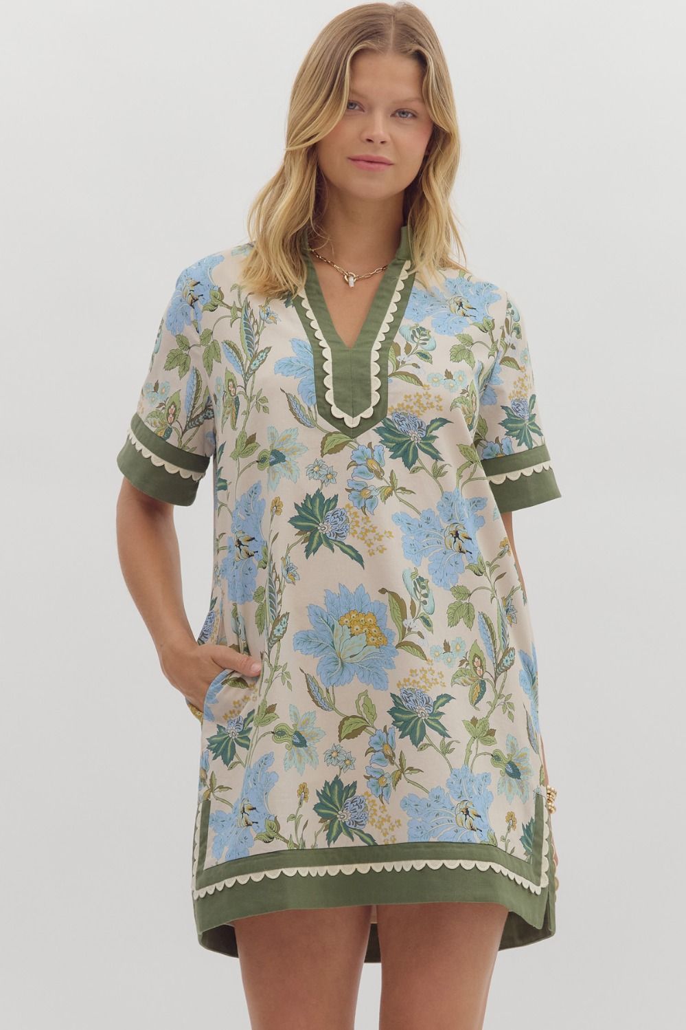 Floral Charm Blue/Green Dress
