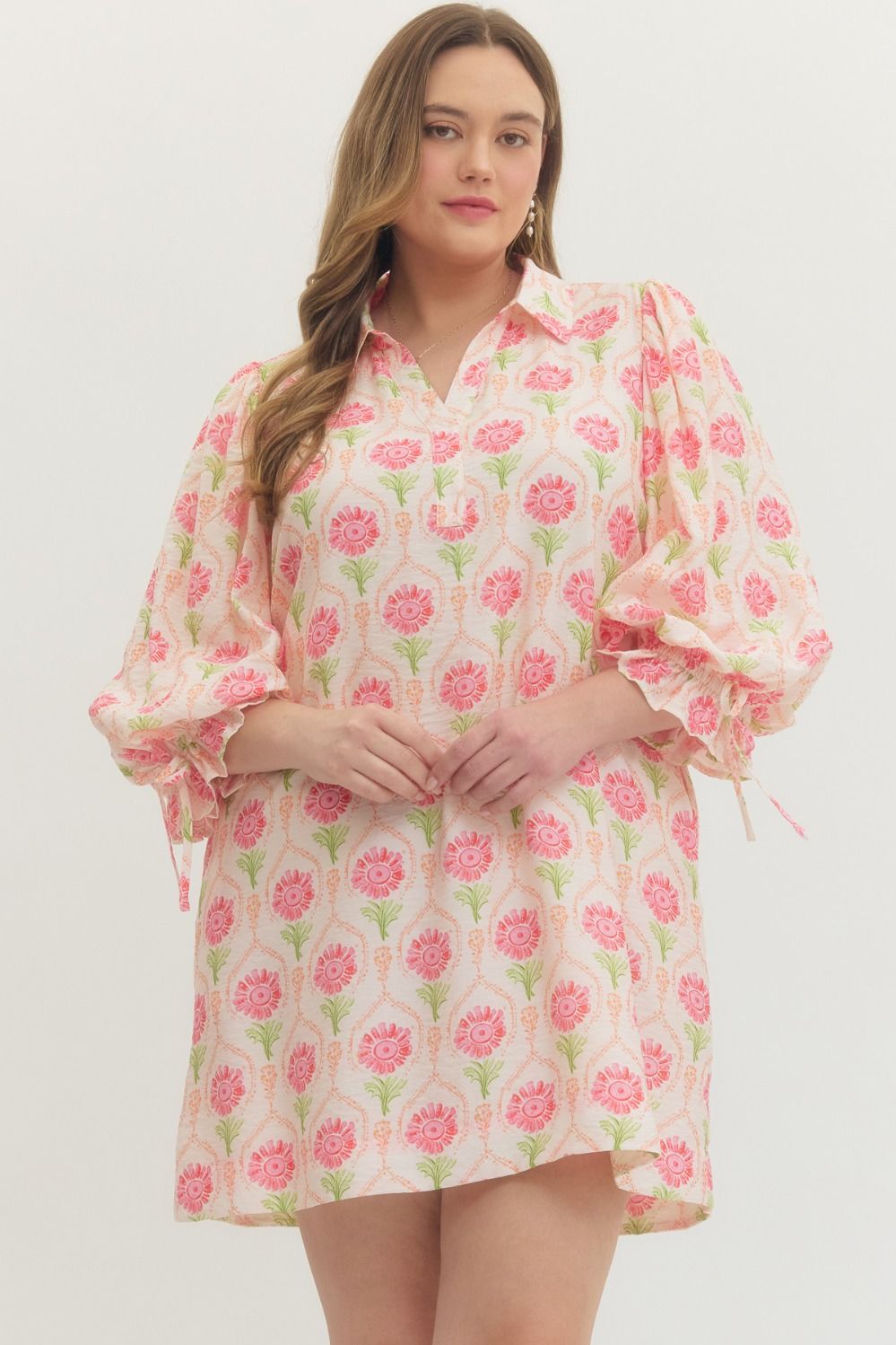The Bloom Babe Cream/Coral Floral Dress