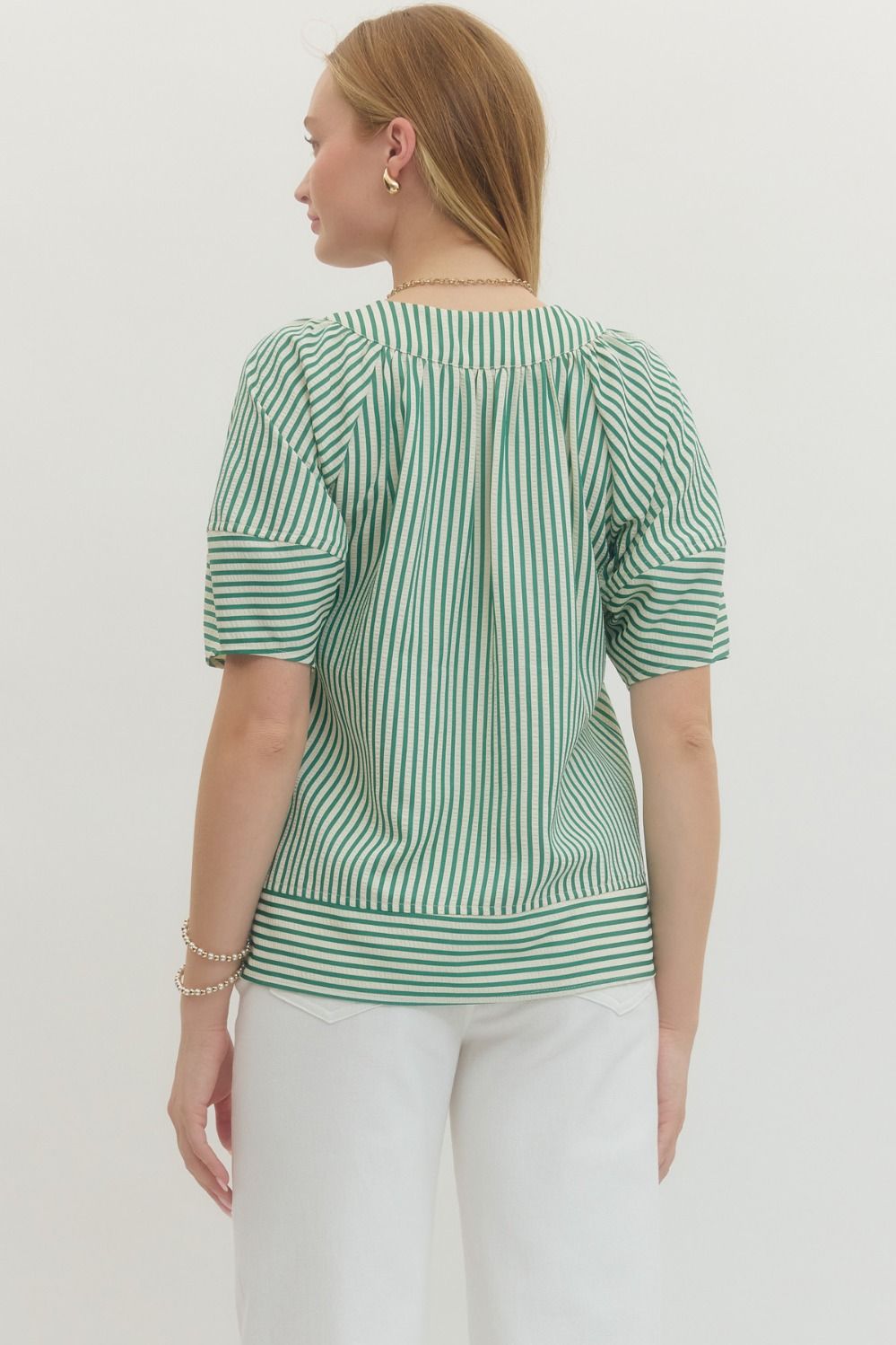 The Lucky Stripe V Neck Top