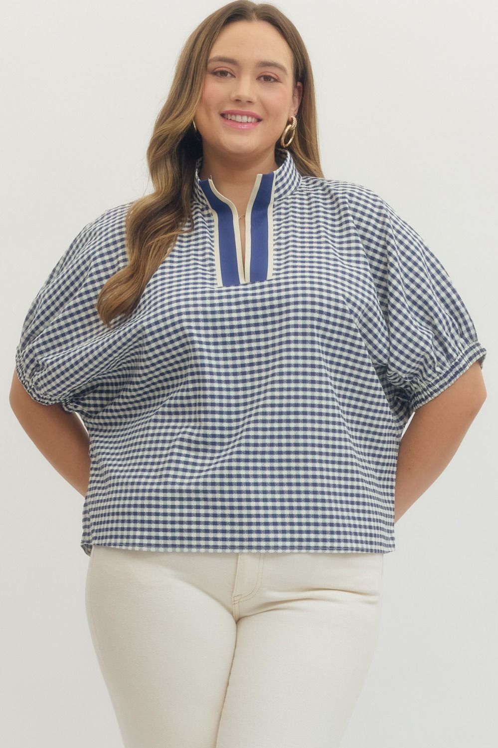 Bayside Navy Check Top