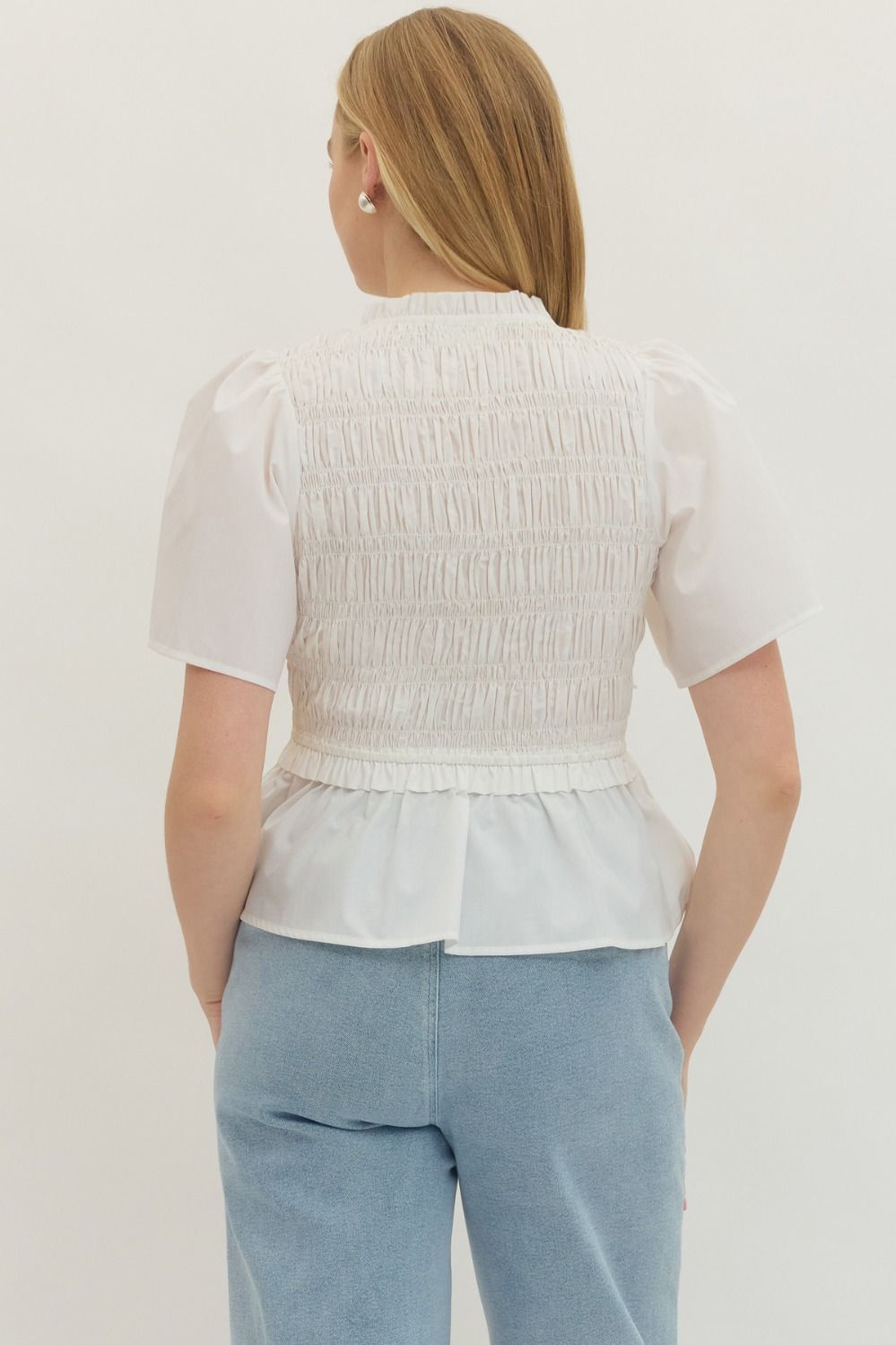 Classic Charm White V Neck top