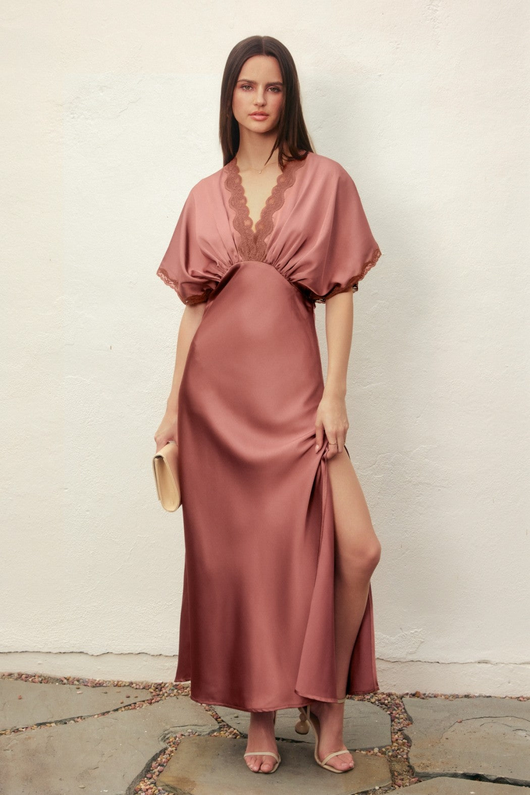 Mauve Satin Luxe Maxi Dress