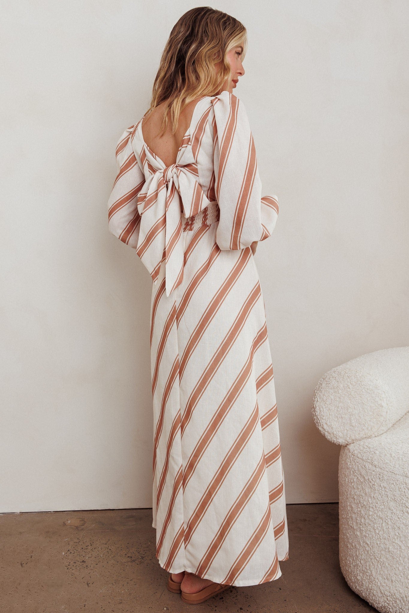Sweet Applause White/Taupe Maxi Dress