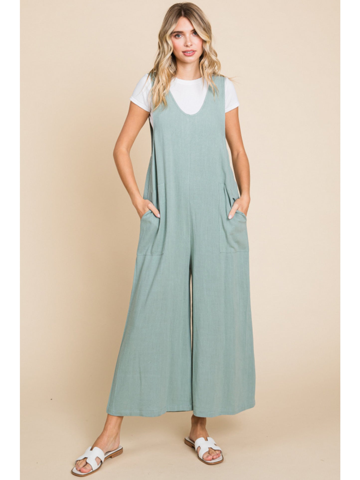 One & Done Sage Jumpsuit