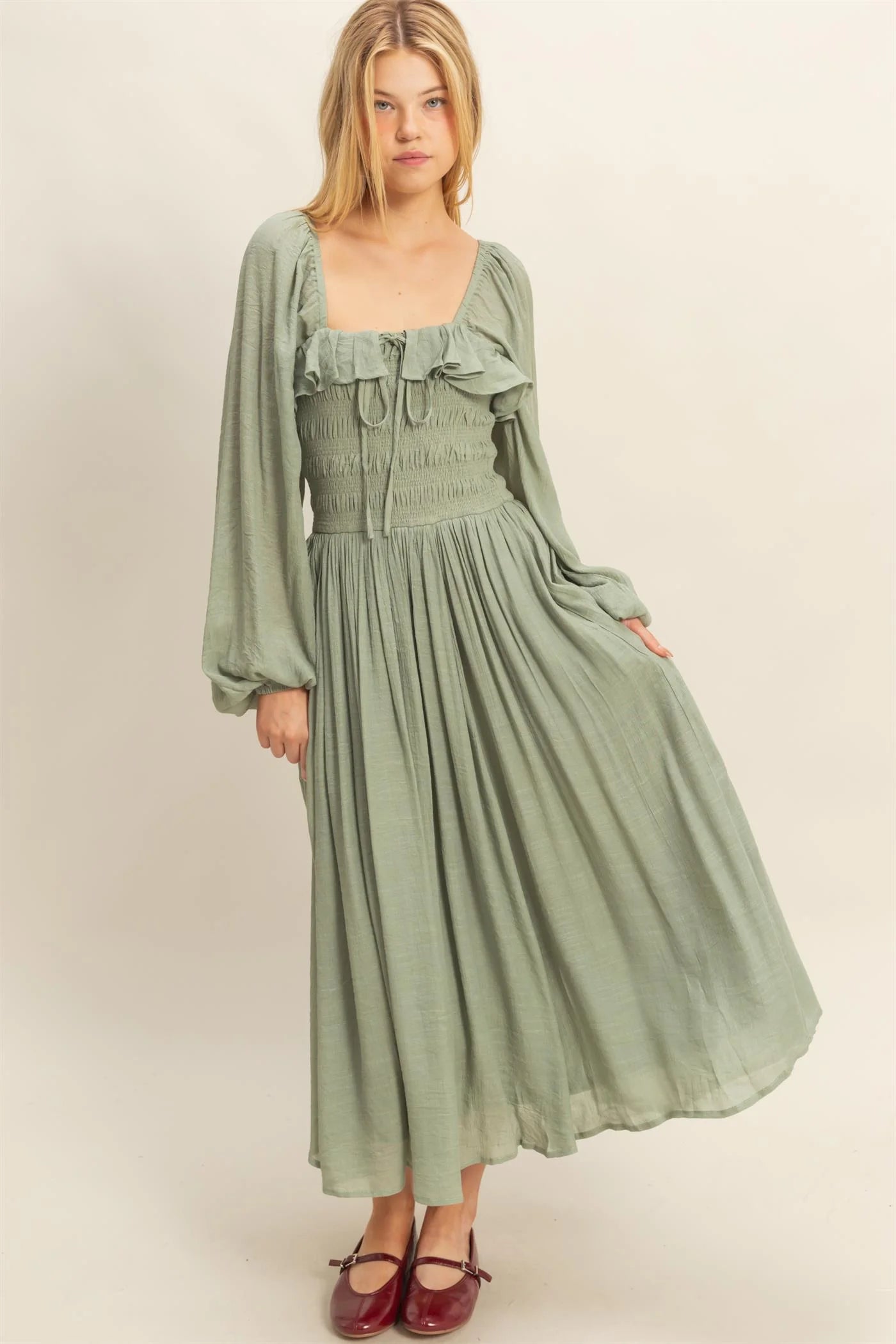 Soft Olive Soiree Dress