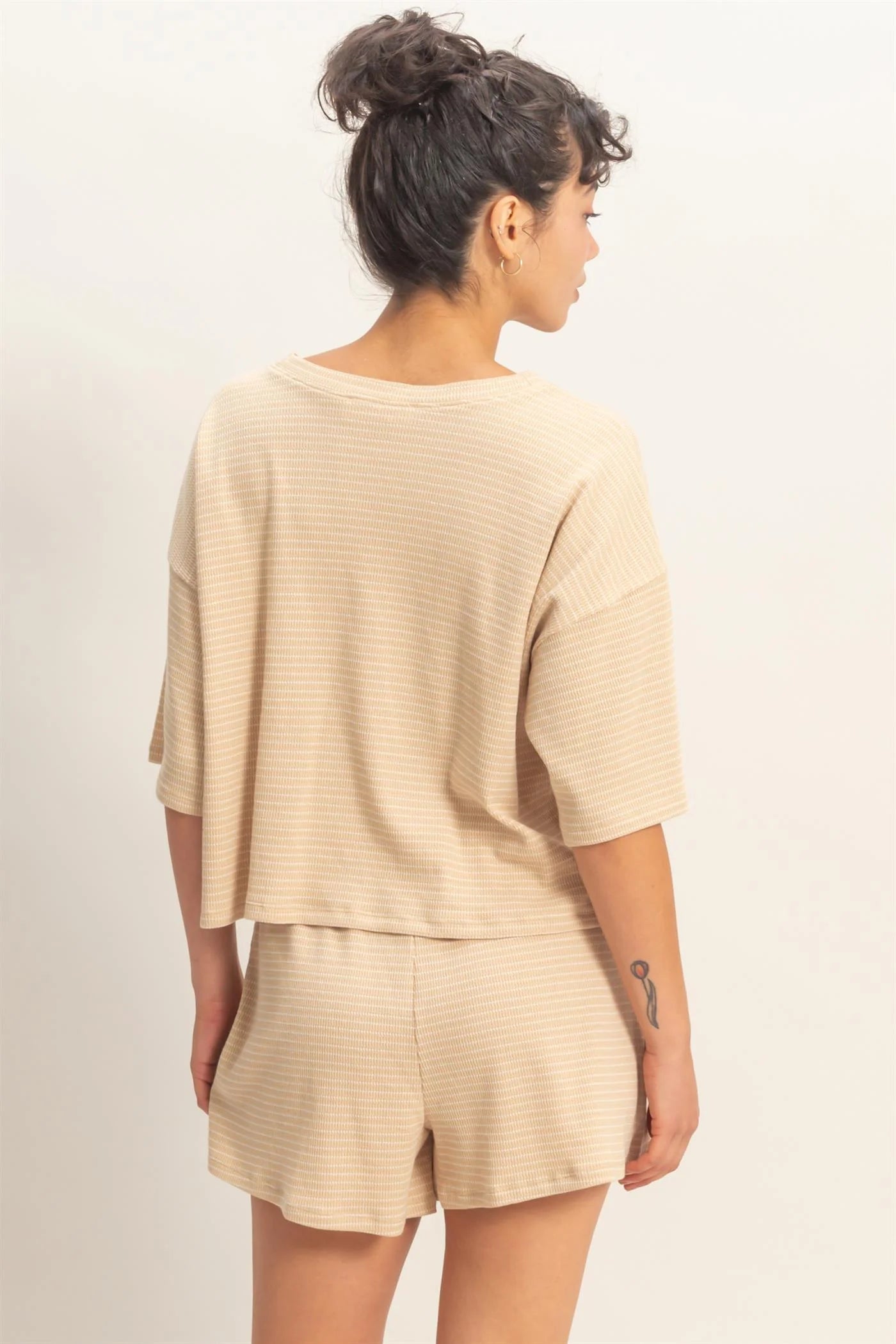 Comfy Chic Taupe Striped Set