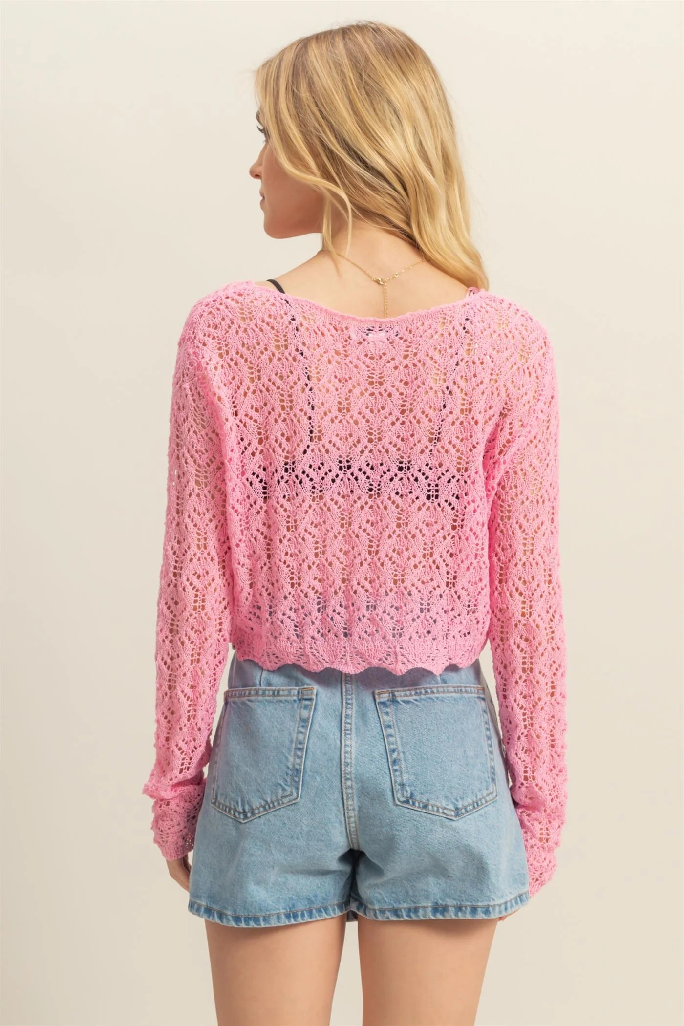 Pink Palm Crochet Top
