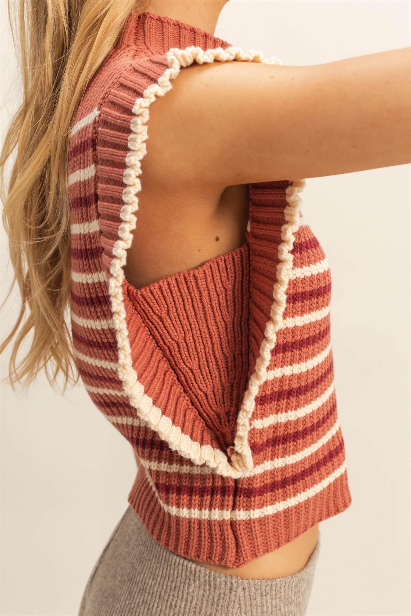 The Grateful Days Rust Sweater Vest