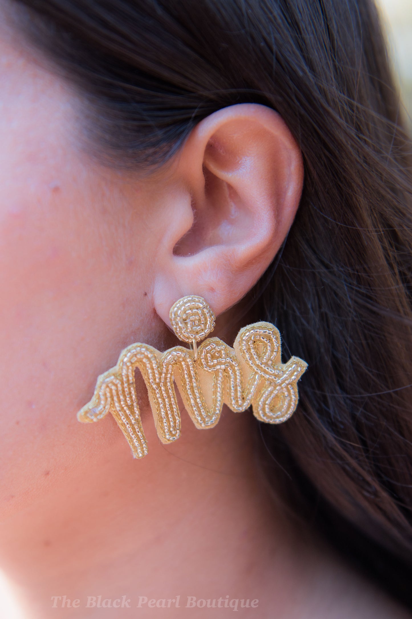 MRS Gold Beaded Earrings