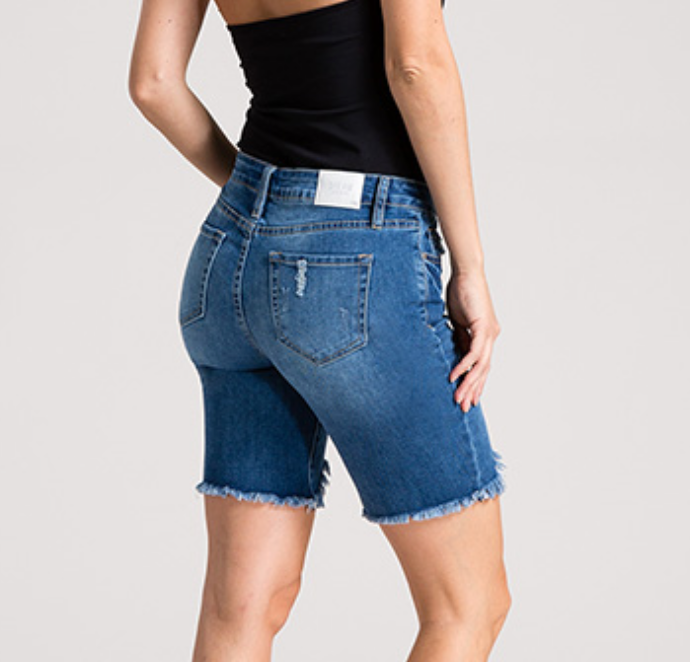 Mid Rise Denim Shorts