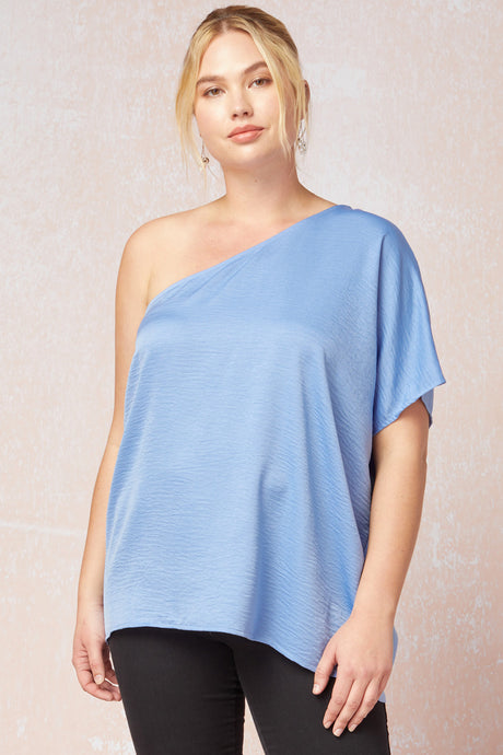 Chambray One Shoulder Top