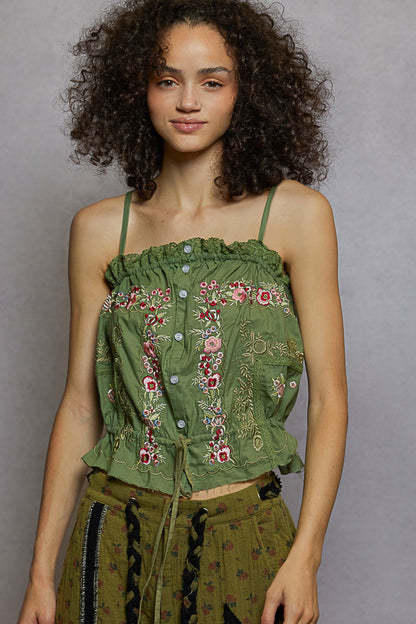 Meadow Bloom Embroidered Tank