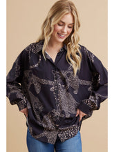 Black Satin Animal Print Top