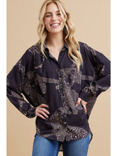 Black Satin Animal Print Top