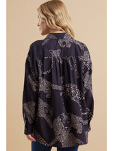 Black Satin Animal Print Top