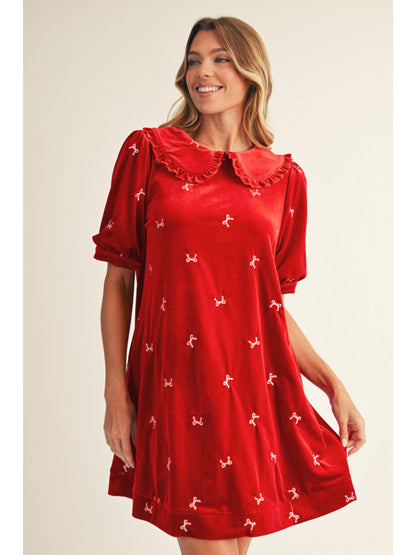 Red Velvet Bow Dress