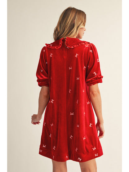 Red Velvet Bow Dress