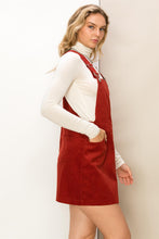 Red Corduroy Overall Dress