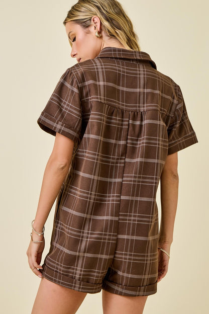 The Cozy Gathering Plaid Romper