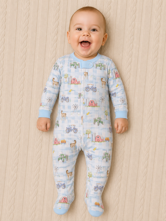Tiny Barnyard Zipped Footie