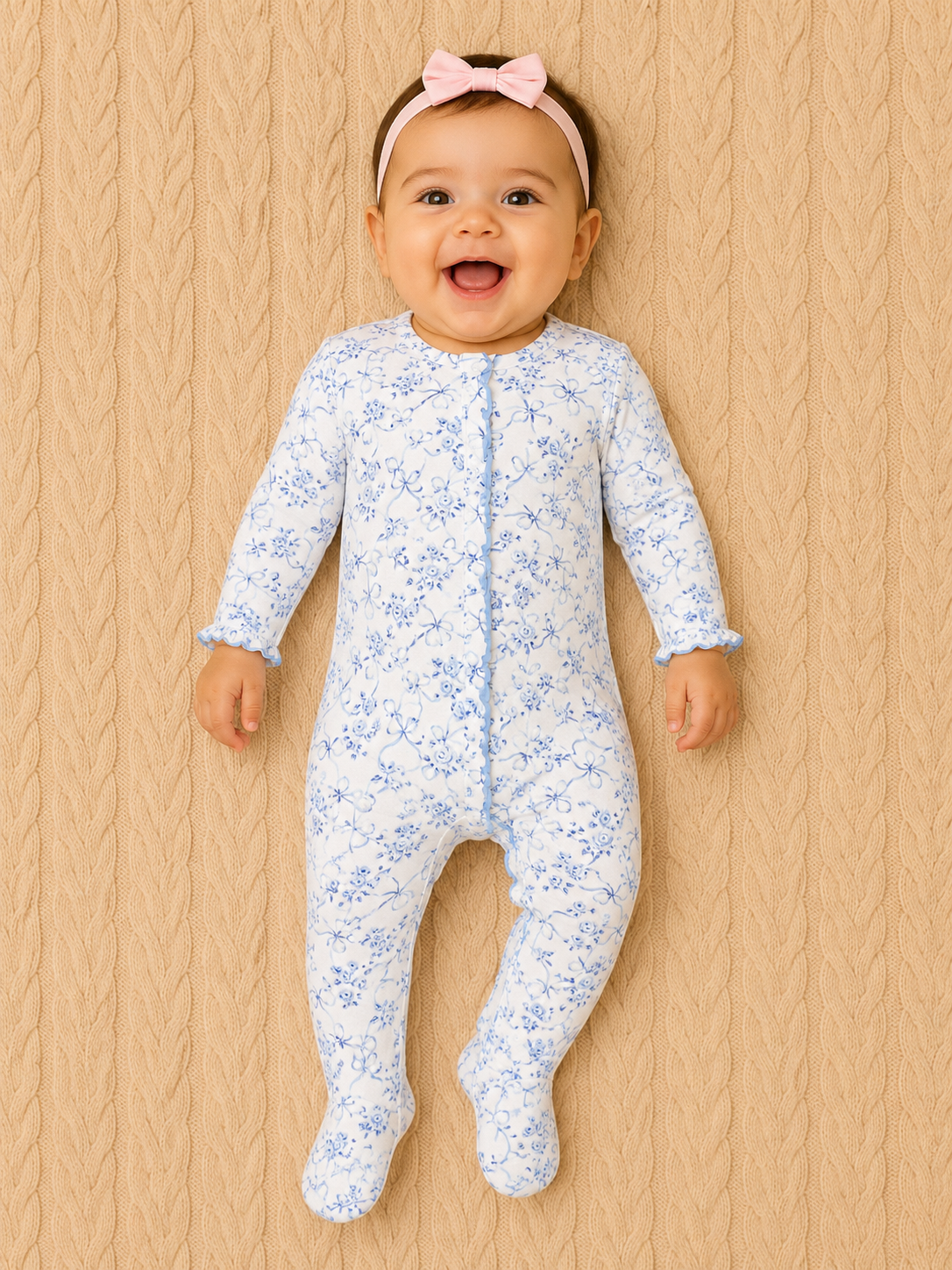 Blue Toile Footie