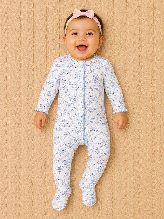 Blue Toile Footie