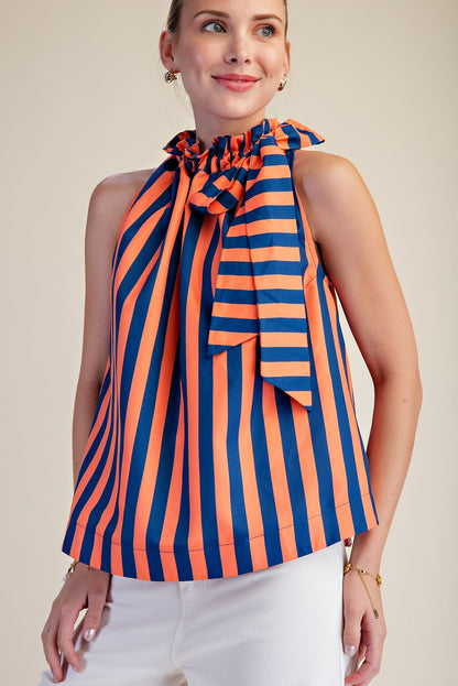 Navy/Orange Striped Top