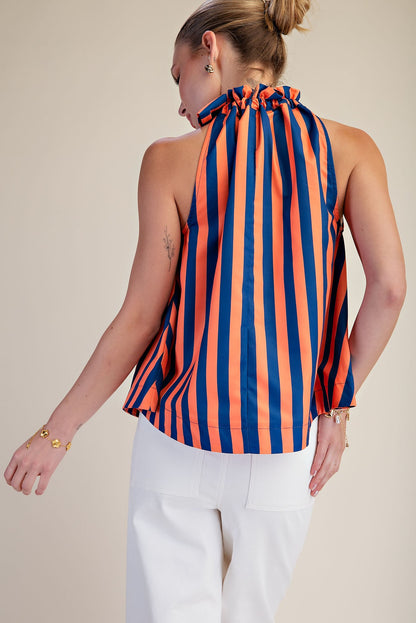 Navy/Orange Striped Top